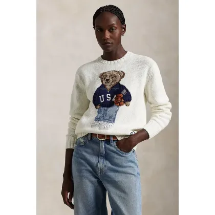 Zdjęcie Polo Ralph Lauren sweter z domieszką lnu damski kolor beżowy 211966255