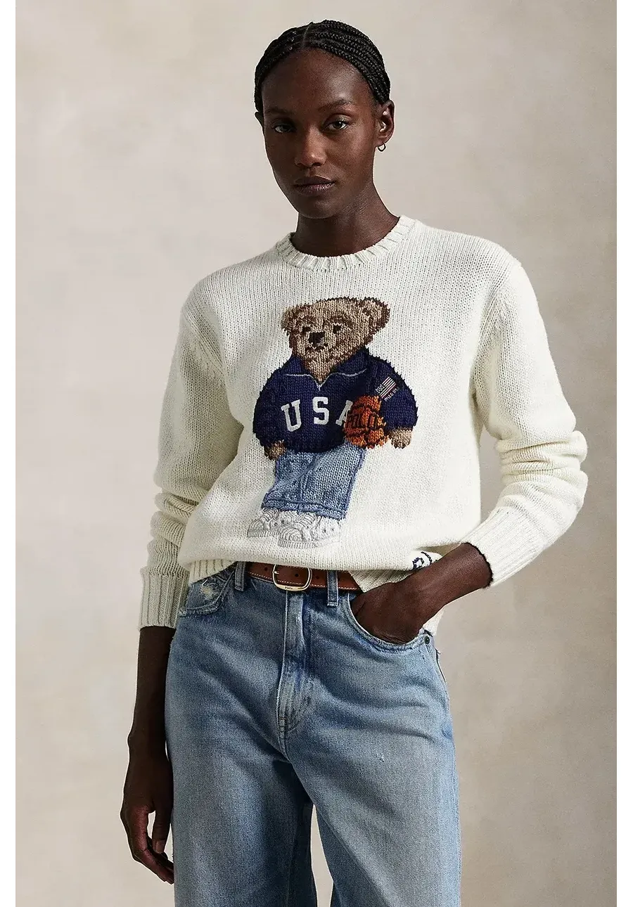 obrazek 1 Polo Ralph Lauren sweter z domieszką lnu damski kolor beżowy 211966255