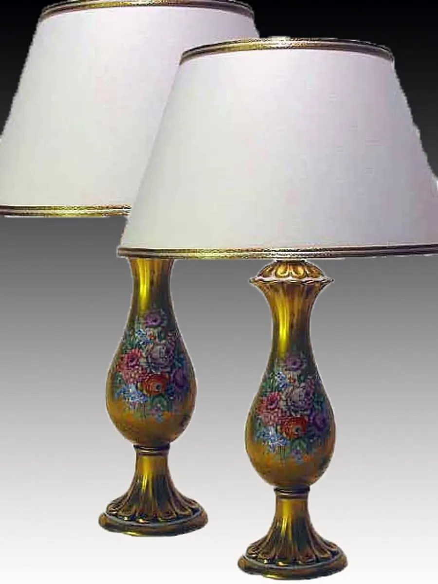 obrazek 1 Para lamp z pozłacanej porcelany