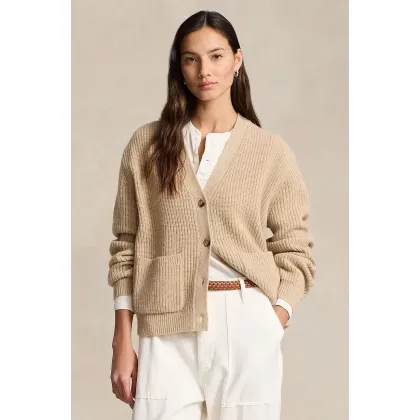Zdjęcie Polo Ralph Lauren kardigan wełniany kolor beżowy ciepły 211944515