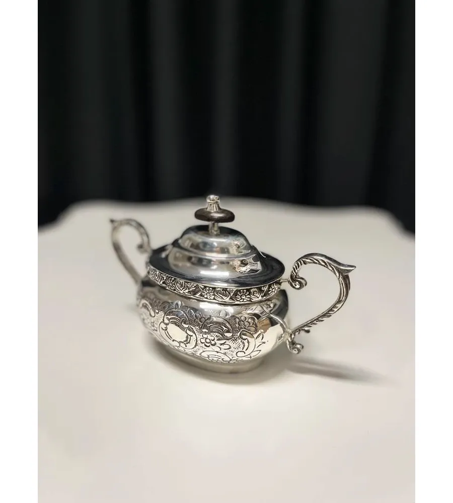 obrazek 3 Stylowa cukiernica zdobiona i platerowana srebrem