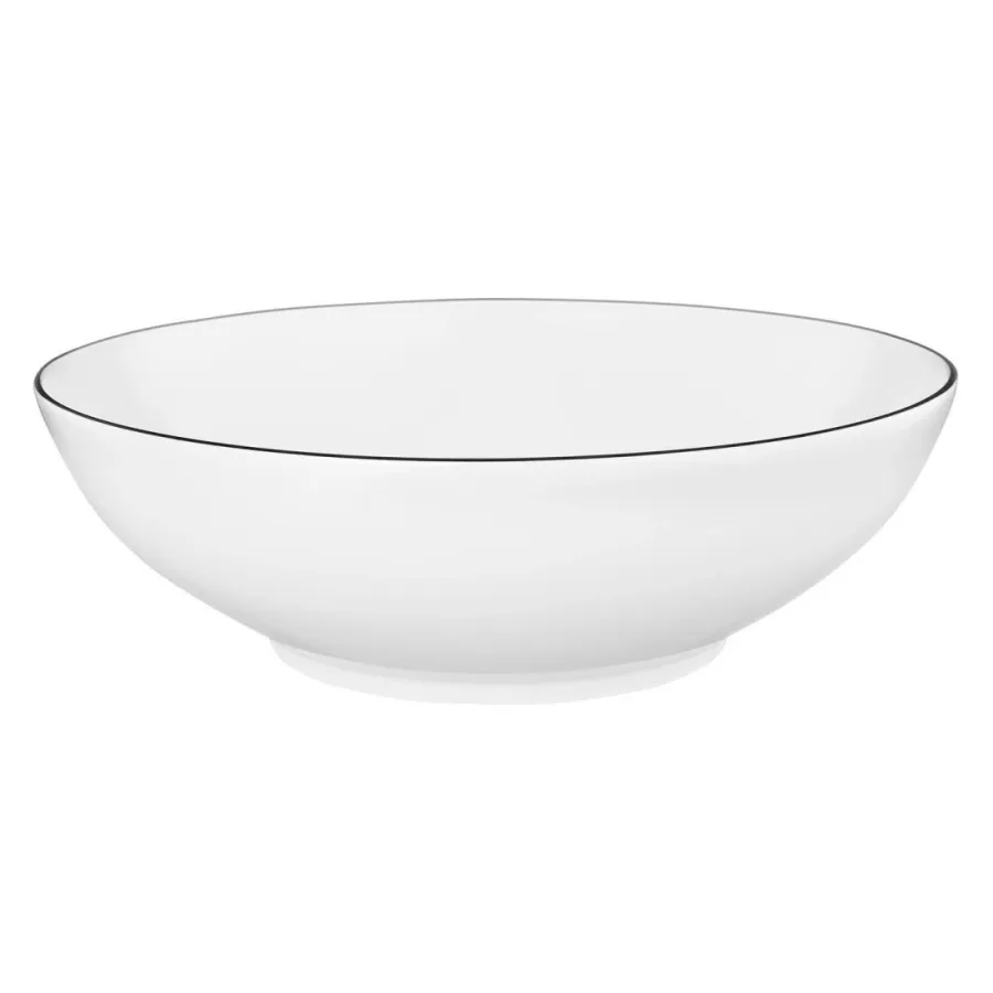 obrazek 1 Duża okrągła miska z porcelany 23 cm ze zdobieniem czarną obwódką - Seltmann Weiden