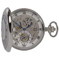 Picture Half Hunter 53 mm mechanical pocket watch - silver