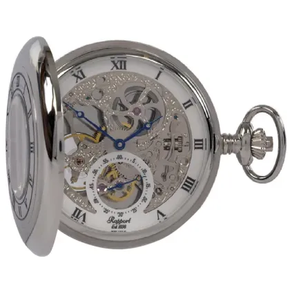 Picture Half Hunter 53 mm mechanical pocket watch - silver