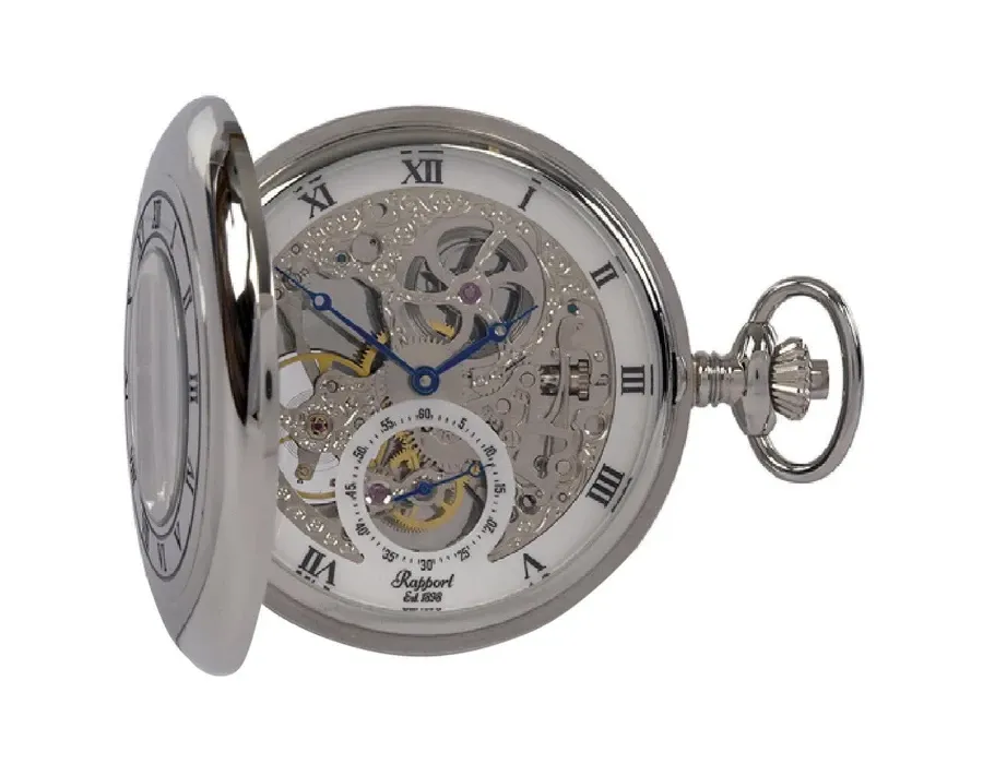picture 1 Half Hunter 53 mm mechanical pocket watch - silver