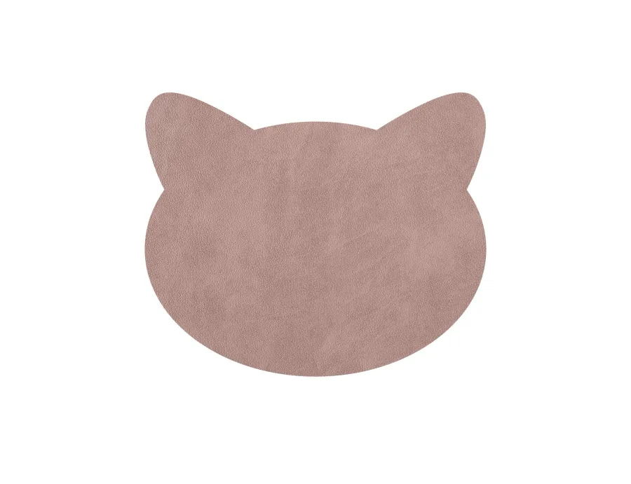 obrazek 3 Podkładka na stół 12x12 cm w kształcie głowy kota w kolorze perłowym i popielatego różu