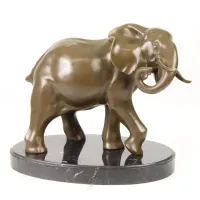 Picture A stylish bronze sculpture of an elephant on a marble base