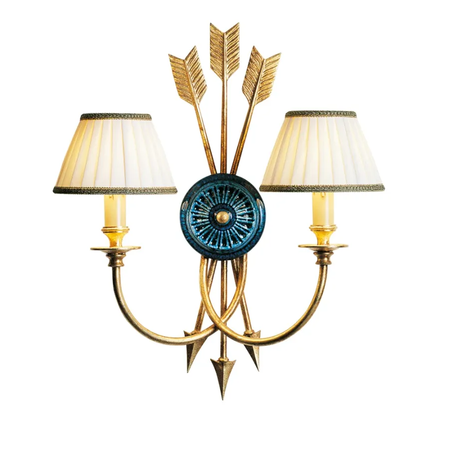obrazek 1 Dwupunktowa lampa ścienna w kolorze mosiądzu H.48xL.40xP.21 cm