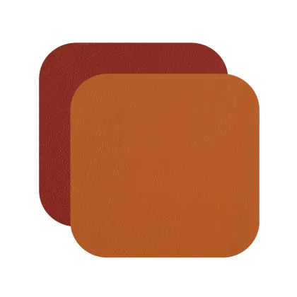 Zdjęcie Skórzana kwadratowa podkładka pod szklankę 12x12 cm w kolorze bursztynowym i bordowym
