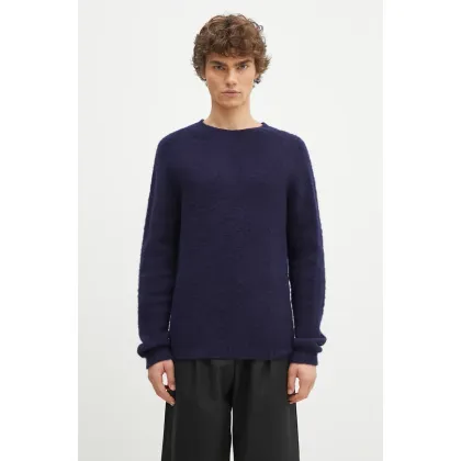 Zdjęcie Norse Projects sweter wełniany Birnir Brushed Lambswool męski kolor granatowy ciepły N45.0520.7004