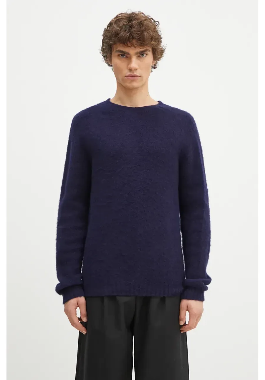 obrazek 1 Norse Projects sweter wełniany Birnir Brushed Lambswool męski kolor granatowy ciepły N45.0520.7004