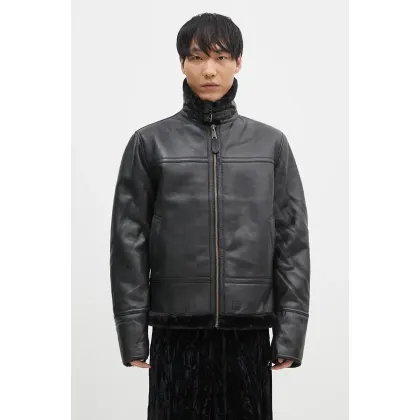 Zdjęcie Alpha Industries kurtka skórzana B3 Leather męska kolor czarny przejściowa 148114