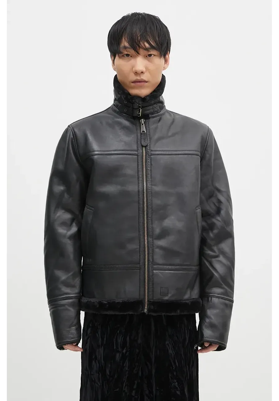 obrazek 1 Alpha Industries kurtka skórzana B3 Leather męska kolor czarny przejściowa 148114