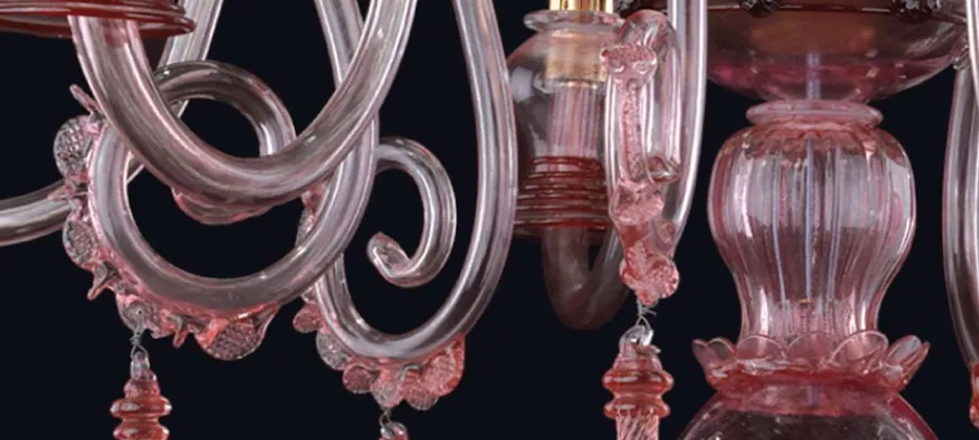 obrazek 2 Wyjątkowy żyrandol z sześcioma ramionami ze szkła Murano – Vetreria Artistica Rosa