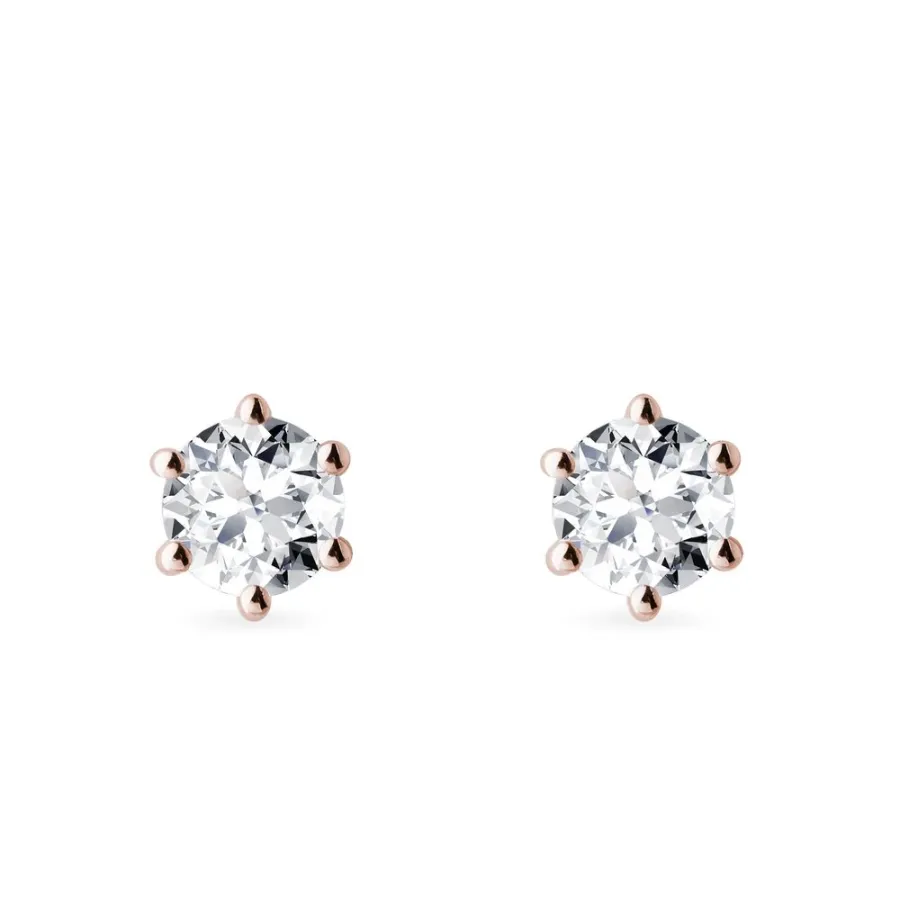 obrazek 1 Diamentowe kolczyki o średnicy 4,3 mm w różowym złocie KLENOTA