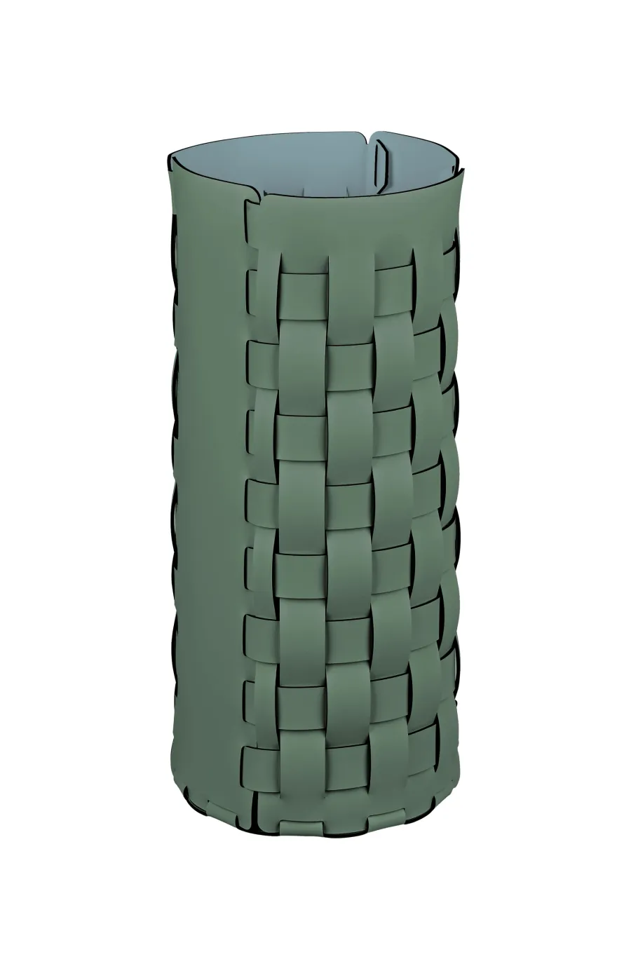 obrazek 1 Pleciony kosz na parasole Bottega Ø22xH51 cm ze skóry w wyjątkowym kolorze eukaliptusa