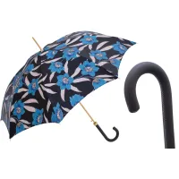 Picture Luxurious navy blue and blue women's umbrella decorated with an original floral motif - Pasotti
