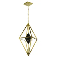 Picture Brass hanging lamp with decorative glass elements H.185xL.35xP.35 cm