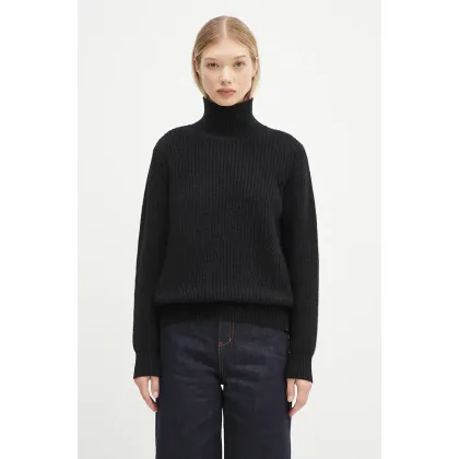 Zdjęcie Woolrich sweter wełniany Canberra Turtleneck damski kolor czarny ciepły z golfem CFWWKN0329FRUF0712