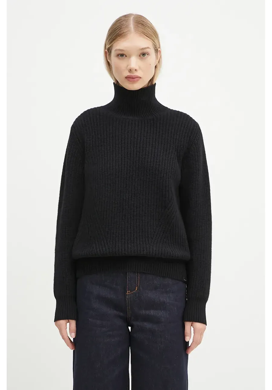 obrazek 1 Woolrich sweter wełniany Canberra Turtleneck damski kolor czarny ciepły z golfem CFWWKN0329FRUF0712
