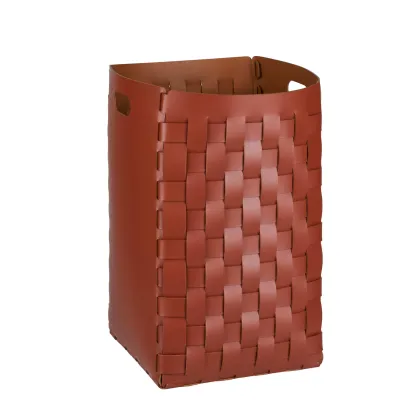 Picture Tall leather basket 35x35xH57 cm, burgundy