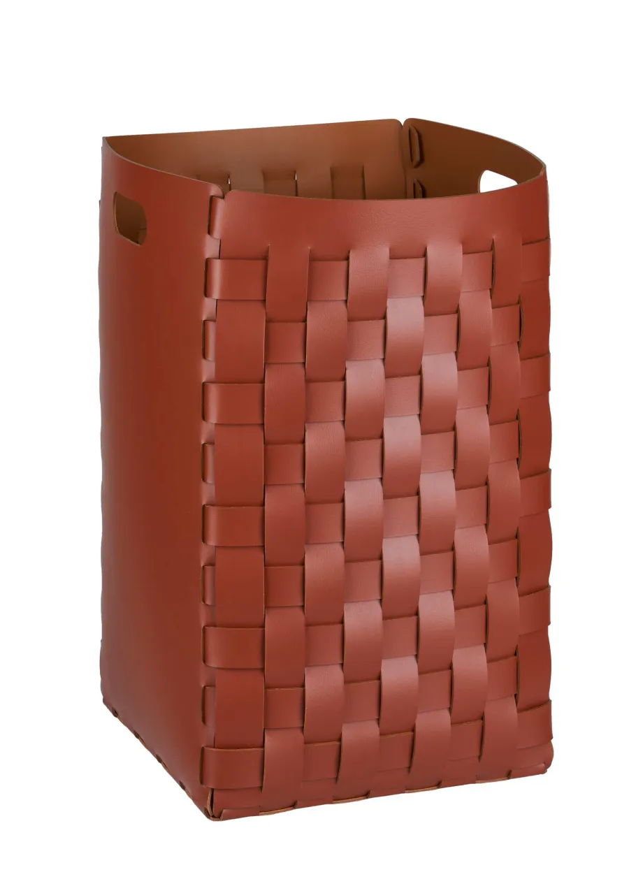 obrazek 1 Wysoki skórzany kosz 35x35xH57 cm w kolorze bordowym