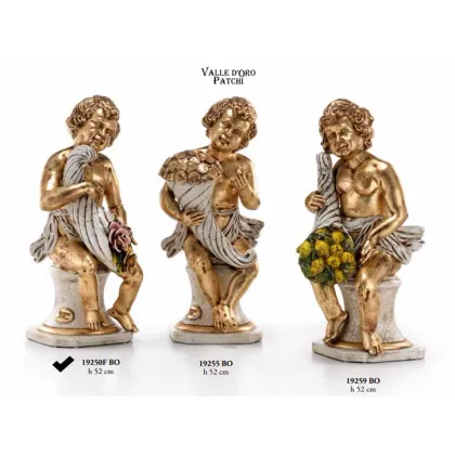 Picture Angel on a pedestal with a low cornucopia with flowers - spring - Valle d'oro Patchi