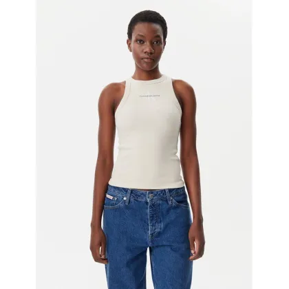 Zdjęcie Calvin Klein Jeans Top Monologo J20J225301 Beżowy Slim Fit