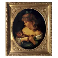 Picture Fantastic oil painting of a girl with a cat on canvas 60x50 cm - Giulio Di Sotto
