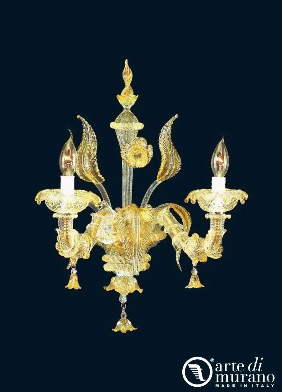 obrazek 1 Wenecki kinkiet z 24-karatowego złota i szkła Murano