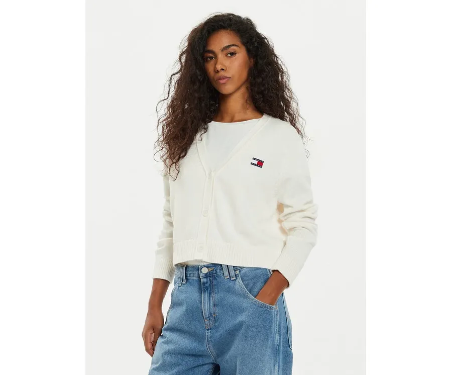 obrazek 1 Tommy Jeans Kardigan Essential Badge DW0DW19913 Biały Relaxed Fit