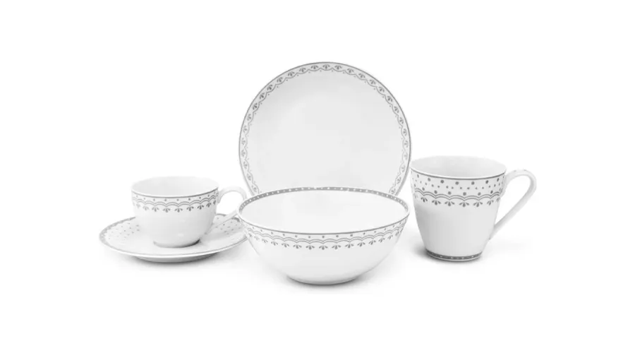 obrazek 1 5-elementowy porcelanowy komplet śniadaniowy w kolorze szarym z kolekcji HyggeLine – wariant 1 – Leander