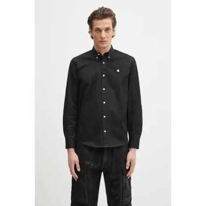 Zdjęcie Carhartt WIP koszula bawełniana L/S Madison Shirt męska kolor czarny regular z kołnierzykiem klasycznym I023339.0D2XX