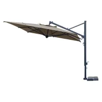 Zdjęcie Stylowy kwadratowy wysuwany aluminiowy parasol na wsporniku do ogrodu
