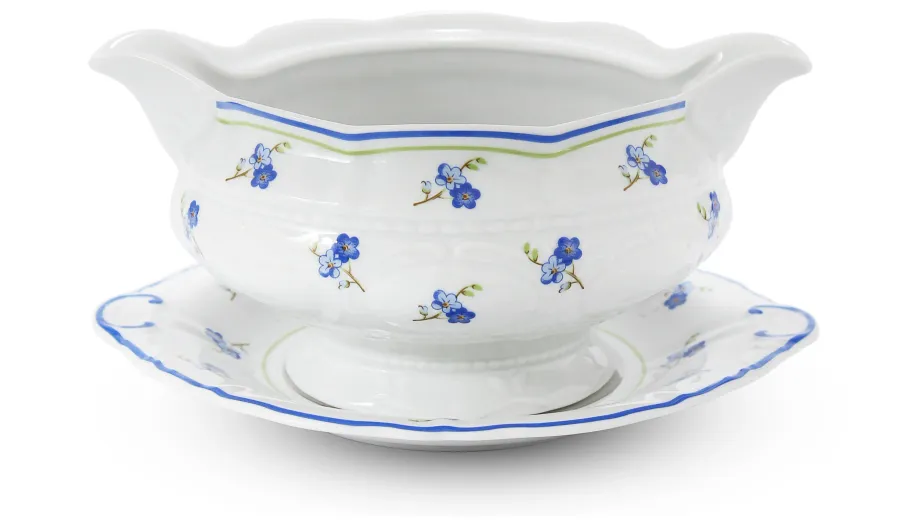 obrazek 6 Elegancka 25-częściowa zastawa obiadowa z porcelany zdobiona motywem kwiatów niezapominajek – Leander