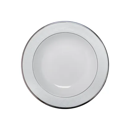 Zdjęcie Bardzo elegancki porcelanowy talerz głęboki z kolekcji Ethereal White - Porcel