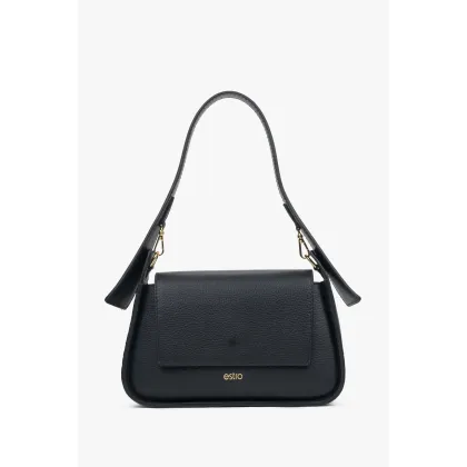 Zdjęcie Estro: Czarna torebka damska na ramię z włoskiej skóry naturalnej Premium