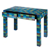 Picture Original desk made of wood, black alcantara and inlaid veneer