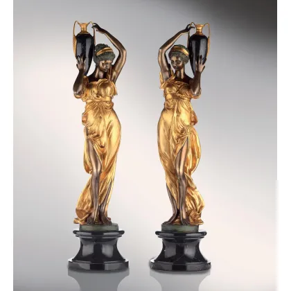 Picture Bronze sculpture of girls with amphora, 2 pieces - Fonderia Artistica Ruocco