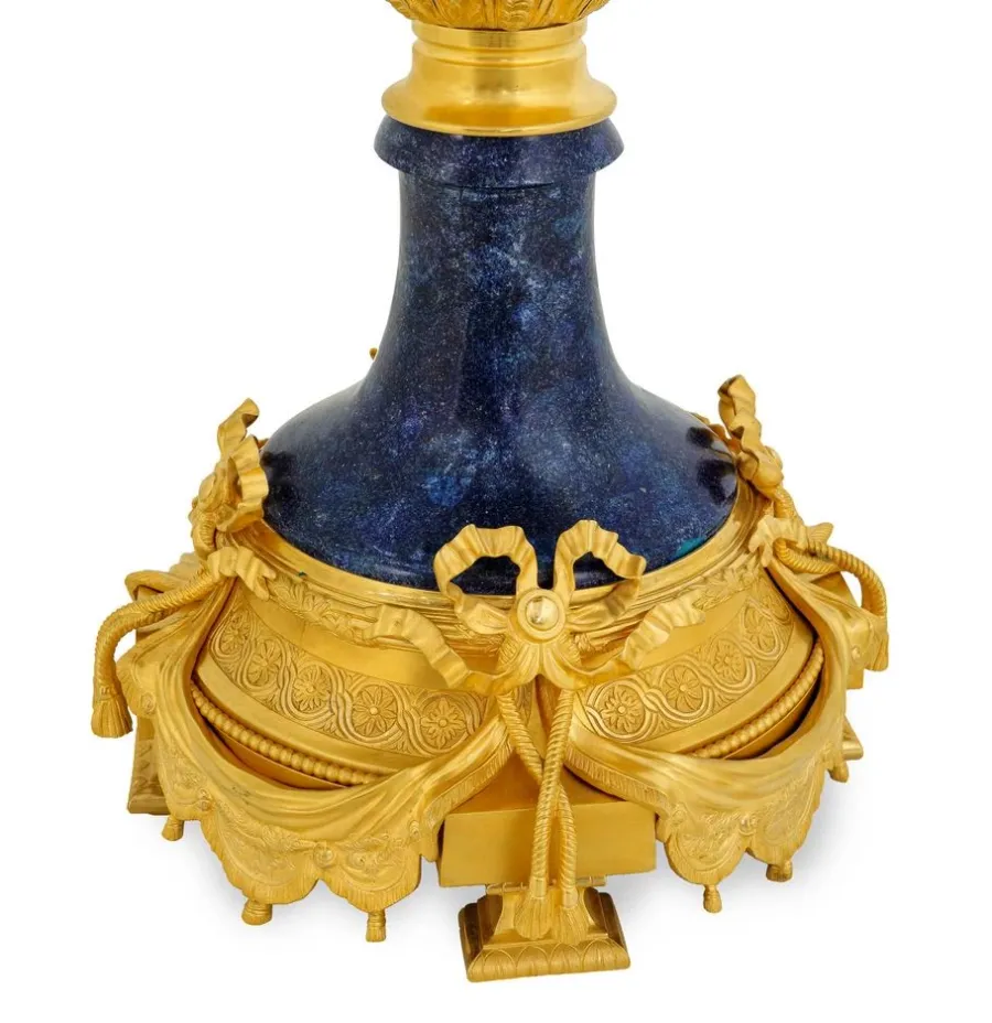 obrazek 4 Elegancki wazon z pozłacanego mosiądzu i kamienia lapis lazuli