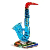 Picture A colorful saxophone figurine made of Murano glass