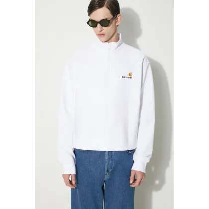 Zdjęcie Carhartt WIP bluza Half Zip American Script Sweat męska kolor biały gładka I027014.02XX