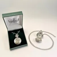 Picture Irish women's necklace - tin watch decorated with a spiral pattern
