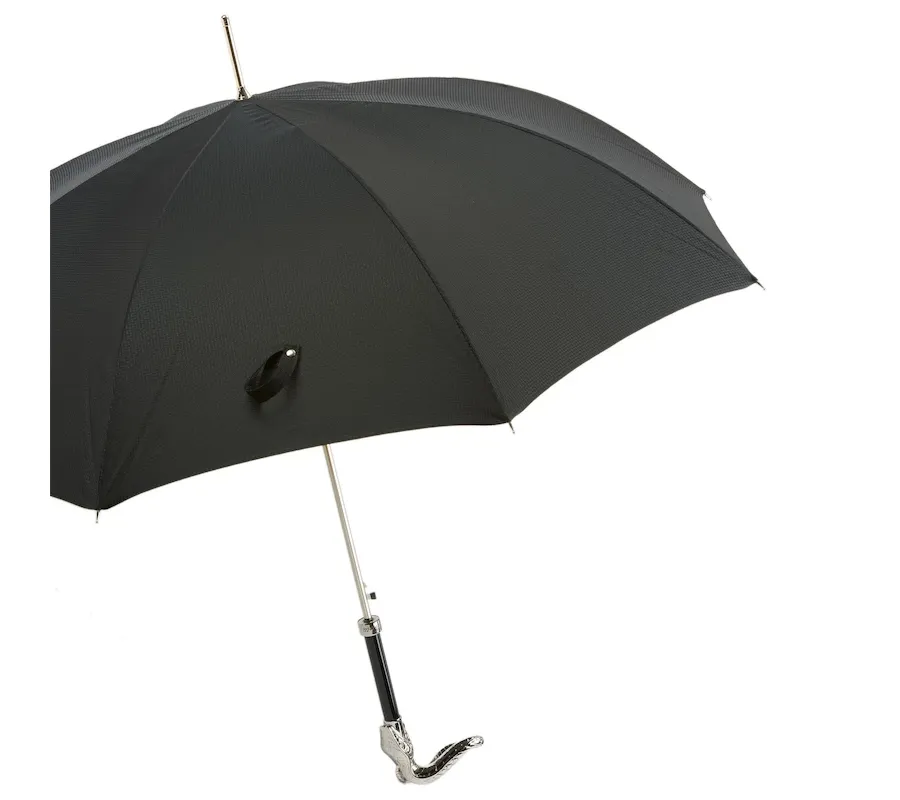 obrazek 8 Stylowy czarny parasol męski z rączką w kształcie węża - Pasotti