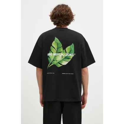 Zdjęcie MKI MIYUKI ZOKU t-shirt bawełniany Leaf męski kolor czarny z nadrukiem LEAF.TSHIRT