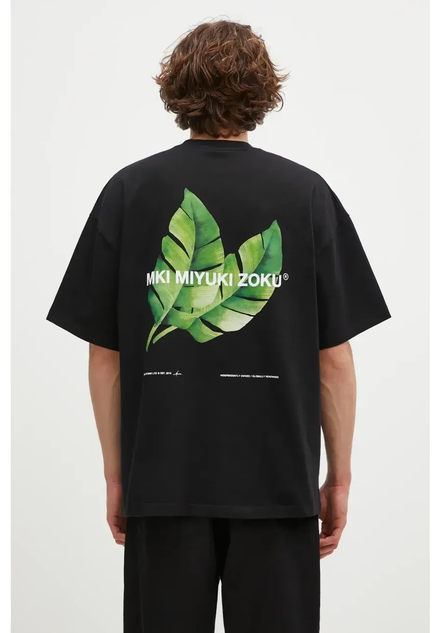 obrazek 1 MKI MIYUKI ZOKU t-shirt bawełniany Leaf męski kolor czarny z nadrukiem LEAF.TSHIRT
