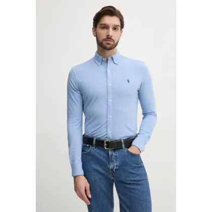 Zdjęcie Polo Ralph Lauren koszula bawełniana męska kolor niebieski regular z kołnierzykiem button-down 710654408