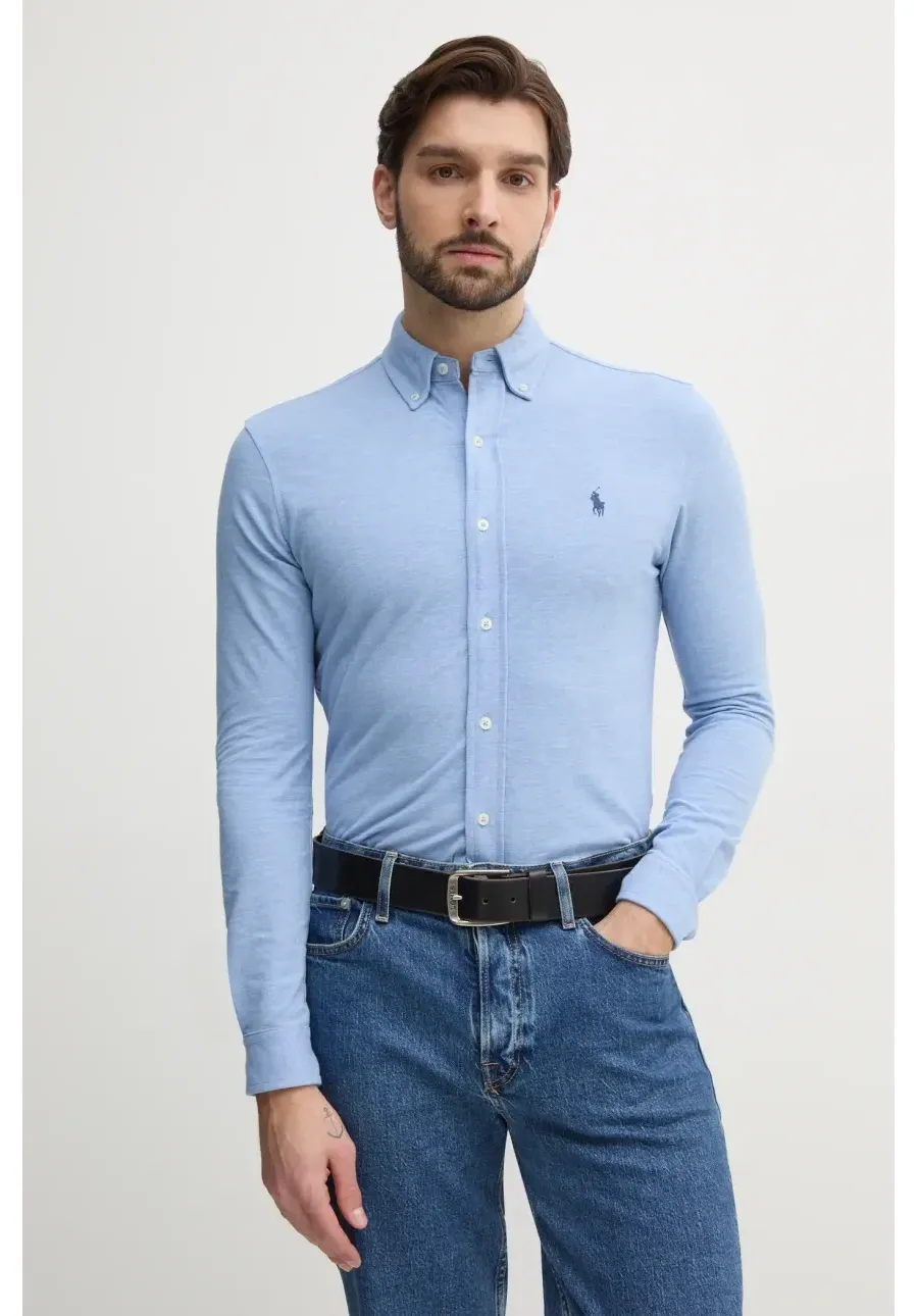 obrazek 1 Polo Ralph Lauren koszula bawełniana męska kolor niebieski regular z kołnierzykiem button-down 710654408
