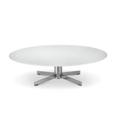 Zdjęcie Stolik kawowy Ø 60 cm z chromowanymi nogami i białym szklanym blatem