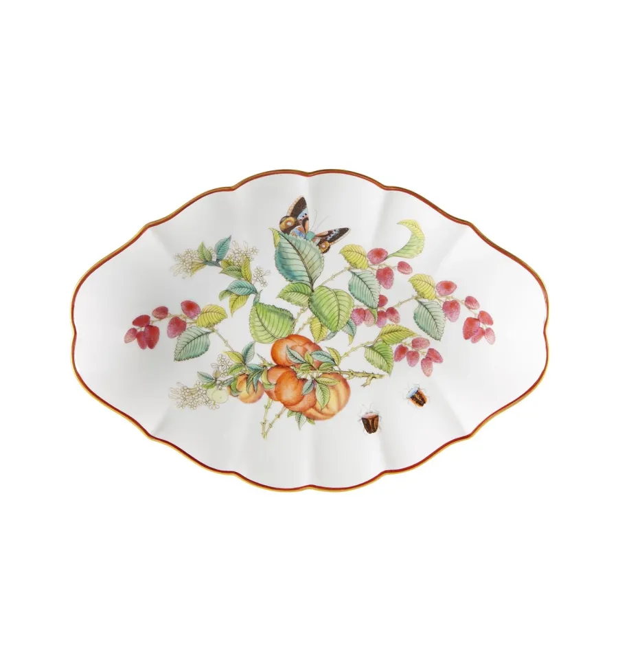 obrazek 1 Porcelanowy średni owalny talerz Paço Real z roślinnym motywem - Vista Alegre